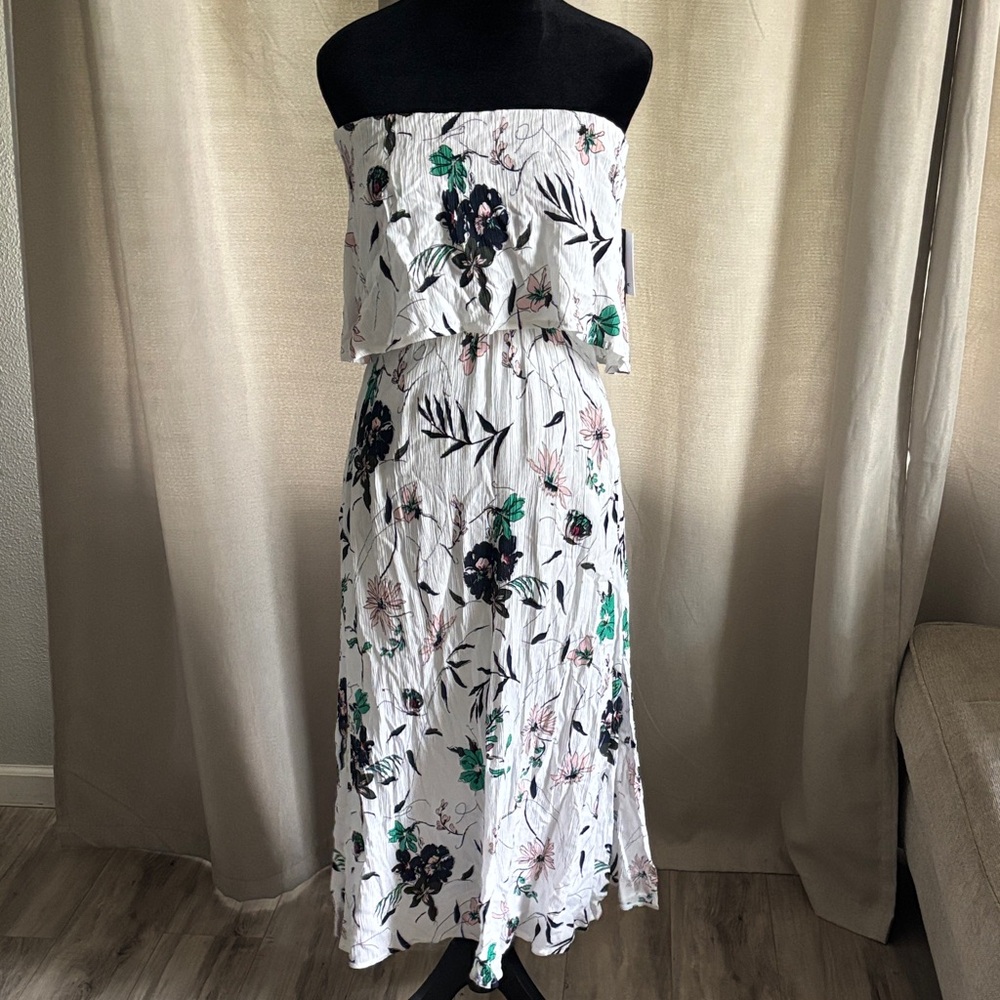 O'Neill White Floral Strapless Dress